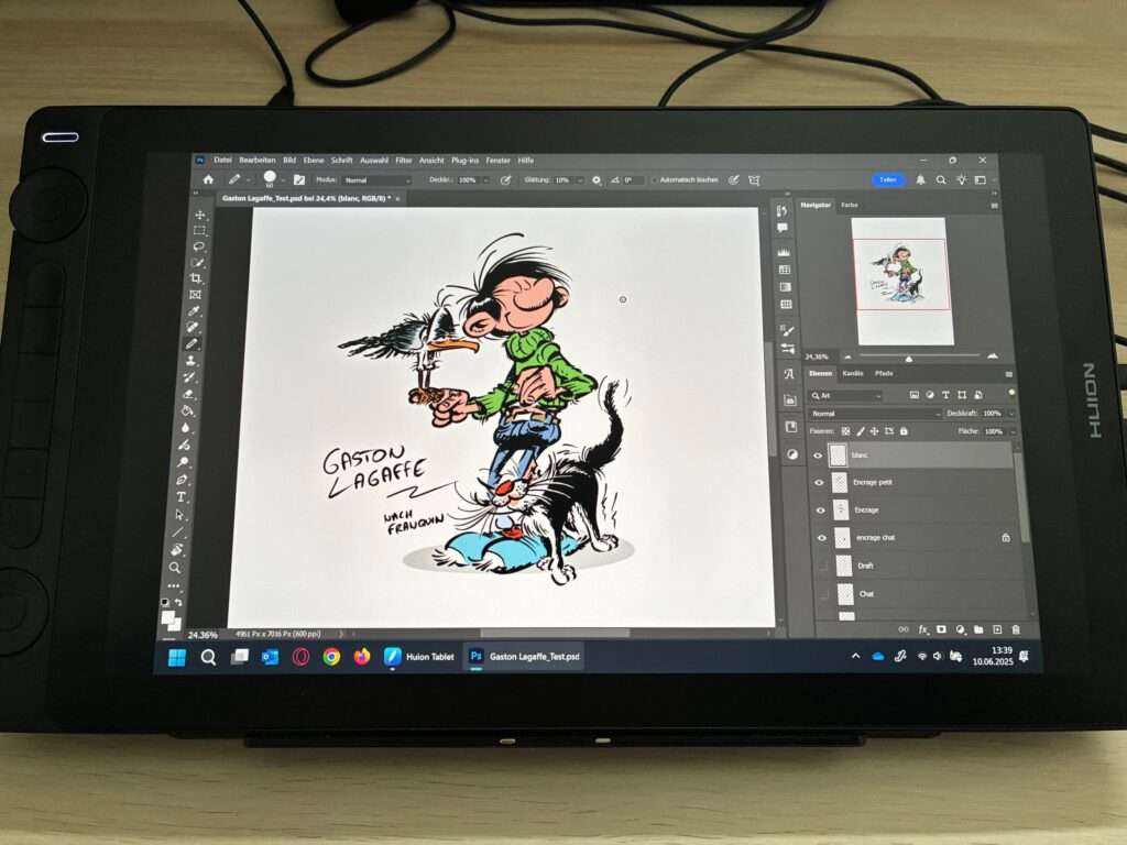 Gaston Lagaffe gezeichnet auf dem Huion Kamvas 16 (Gen 3)